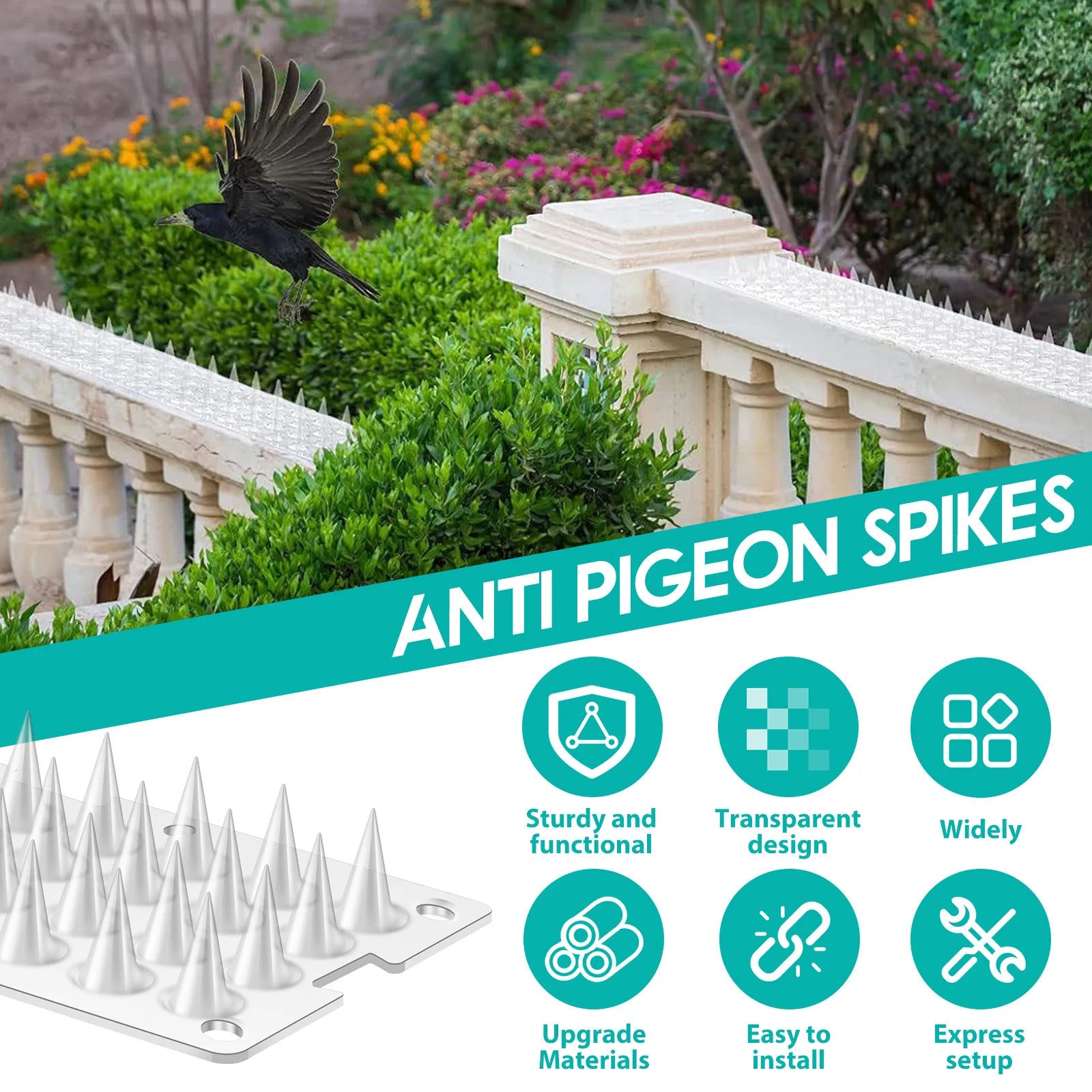 24Pcs Plastic Fence Wall Spikes Bird Deterrent Spikes Anti Climb Cat Animal Repellent For Garden Fences Birds Pigeons Spikes