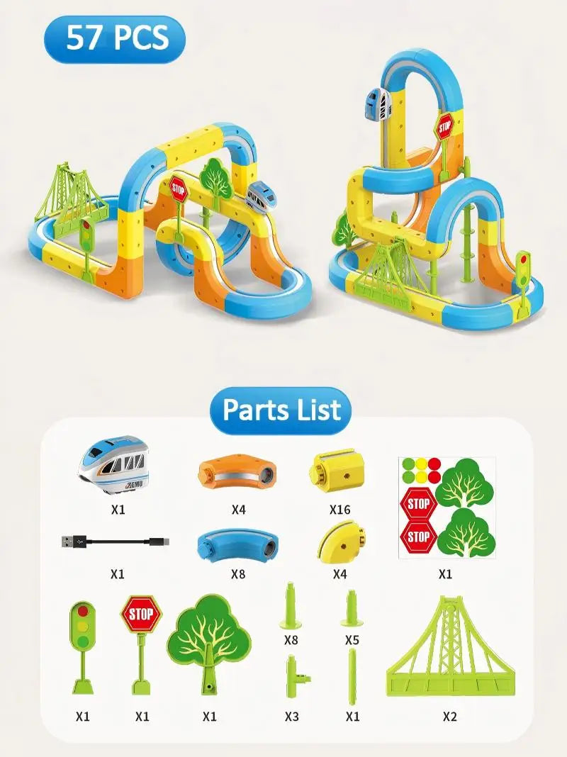 Electric Magnetic DIY Track Car, Parent-Child Interaction, Multiple Play Styles, Anti-Gravity Train, Super Strong Magnets, DIY Assembly, Suitable for Boys and Girls, Best Gift