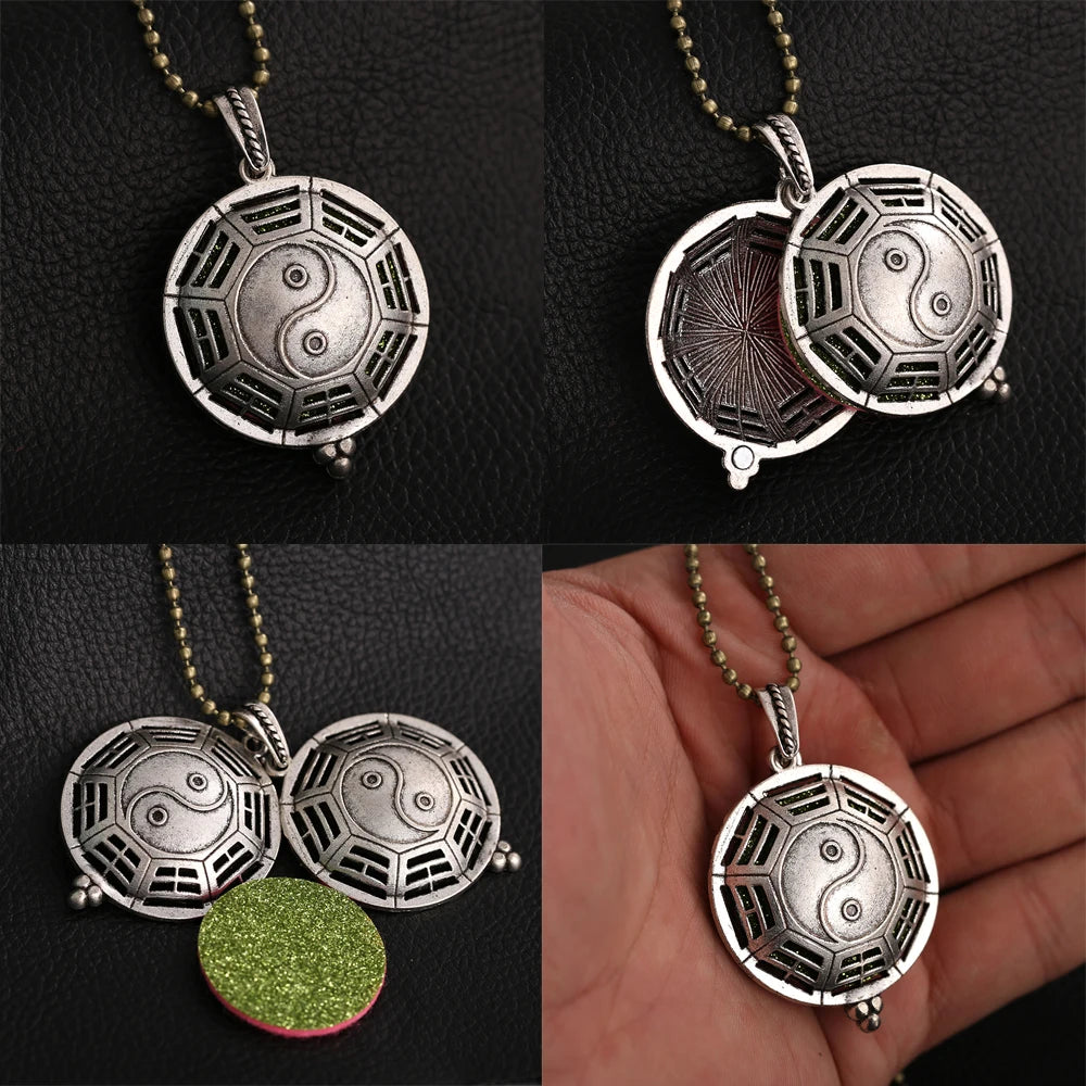 New Aroma Kaleidoscope Retro Necklace Antique Locket Pendant Magnetic Perfume Essential Oil Diffuser Locket Aromatherapy Jewelry