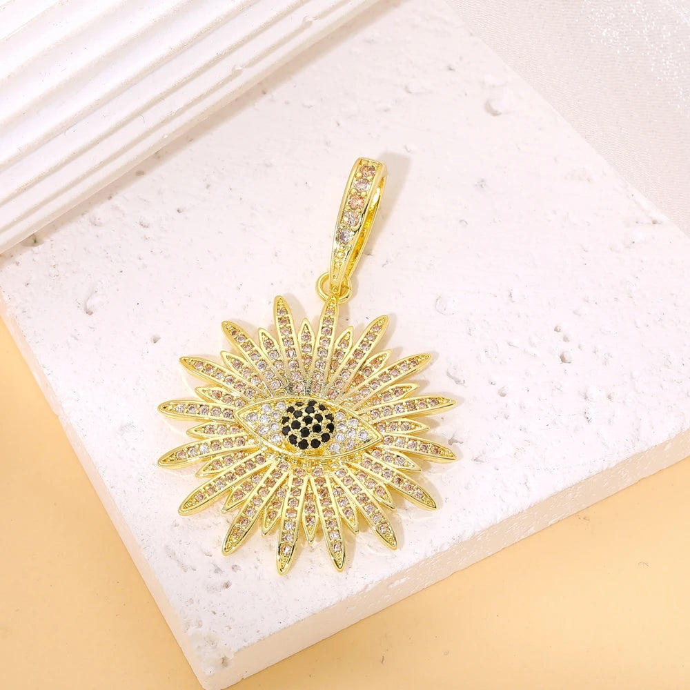 Juya Handmade 18K Real Gold Plated Opal Shell Round Turkish Greek Evil Eye Charms For DIY Luxury Talisman Pendant Jewelry Making