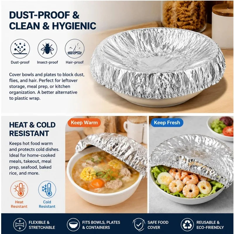 Aluminum Foil Keep Warm Covers Dining Table Food Preservation Cover Microwave Oven Heating Waterproof Oil Proof Kitchen Tools