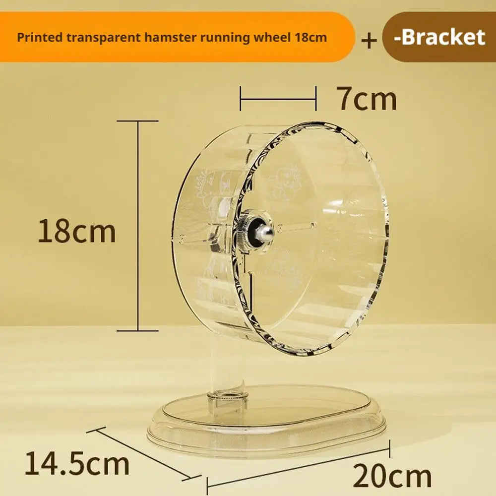 Silent Widened Transparent Running Wheel for Hamsters Small Pet Roller Bearing Support Toy Exercise Equipment for Rodents