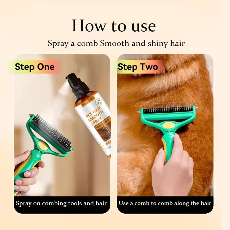 Pet Hair Care Spray 3.38 Oz Fur Conditioner for Dogs And Cats Instant Frizz Control Smooth Coat Deep Nourishing Detangling