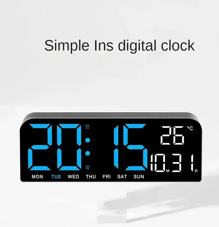 Large LED Digital Wall Clock Temperature Date Week Display Countdown Table Clock Brightness Adjustment Two Alarm 12/24h Clock