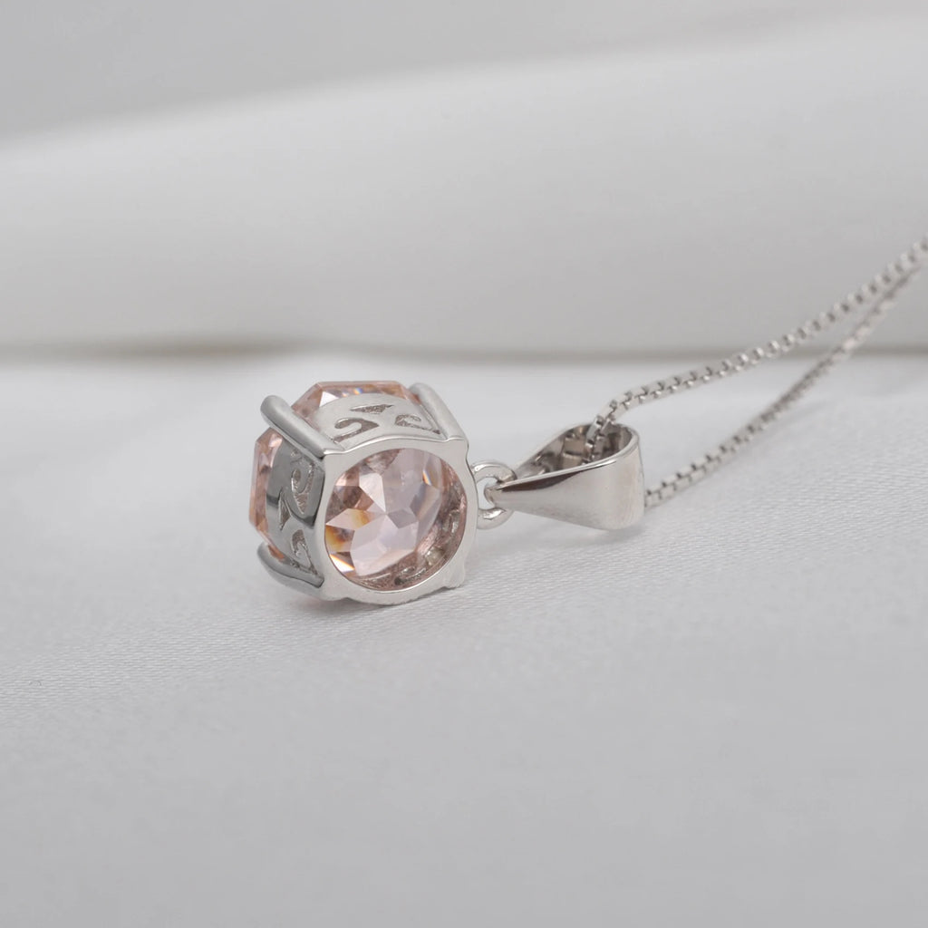 Potiy 2ct Morganite Pink Octagon Rose Cut Pendant Necklace No Chain Cubic Zirconia 925 Silver Jewelry Gift