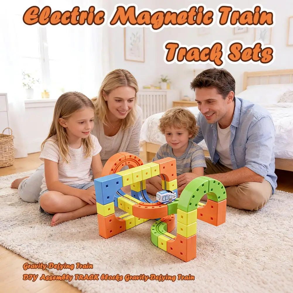 Children Magic Track Train Electric Assembled Building Blocks Magnetic Rail Car Maze Educational Toys Magnetic Assembly Train