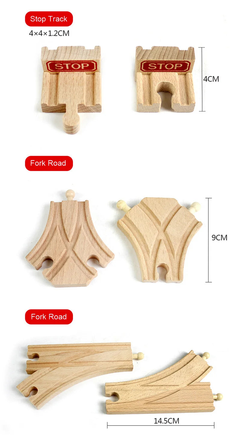 Wooden Track Railway Toys Beech Wooden Train Track Accessories Fit For All Brand Wood Tracks Educational Toys For Children
