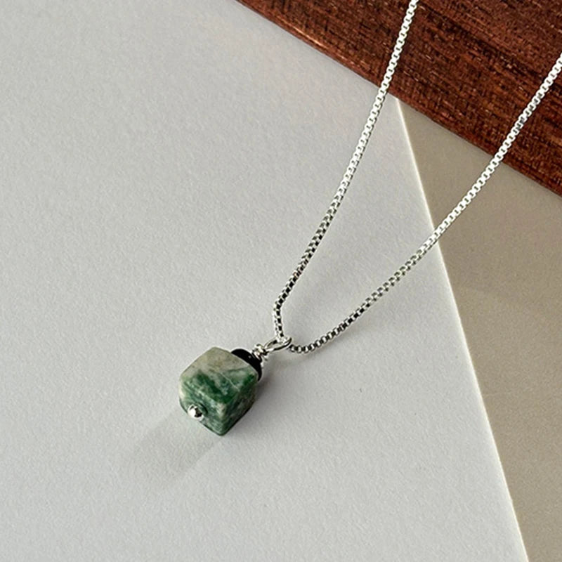PANJBJ 925 Sterling Silver Onyx Necklace for Women Girl Concise Individuality Fashion Jewelry Birthday Gift Dropshipping