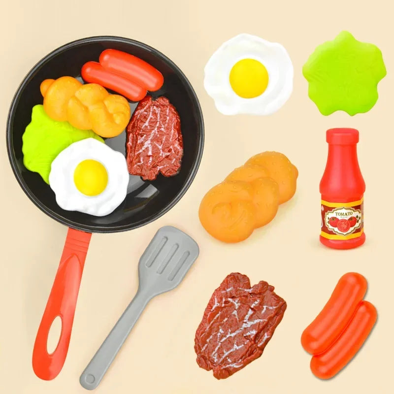 Play house cooking kitchen utensils toys kitchen simulated stir-frying pan steak food pan toys