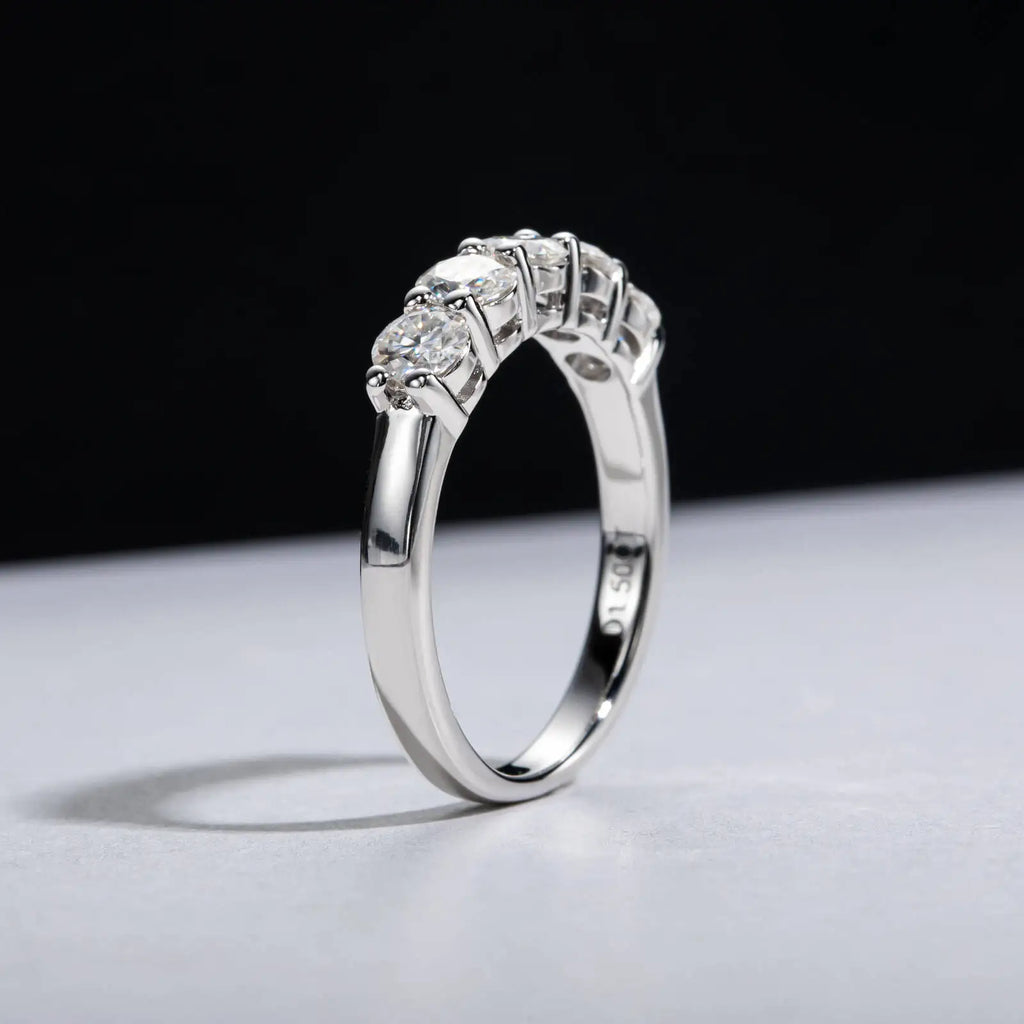 TY White Gold D Color 4mm Moissanite Ring For Women 925 Silver 1.5CT Stone Match Dia Wedding Band Bride S Sterling Sier
