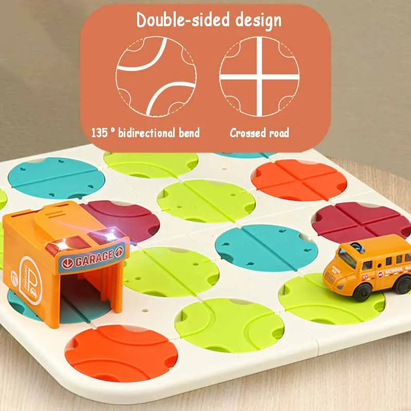 Kid Track Car Puzzle Set Toy DIY Assembling Maze Map Sound Light Electric Rail Car Logical Thinking Trainting Intellectual Game