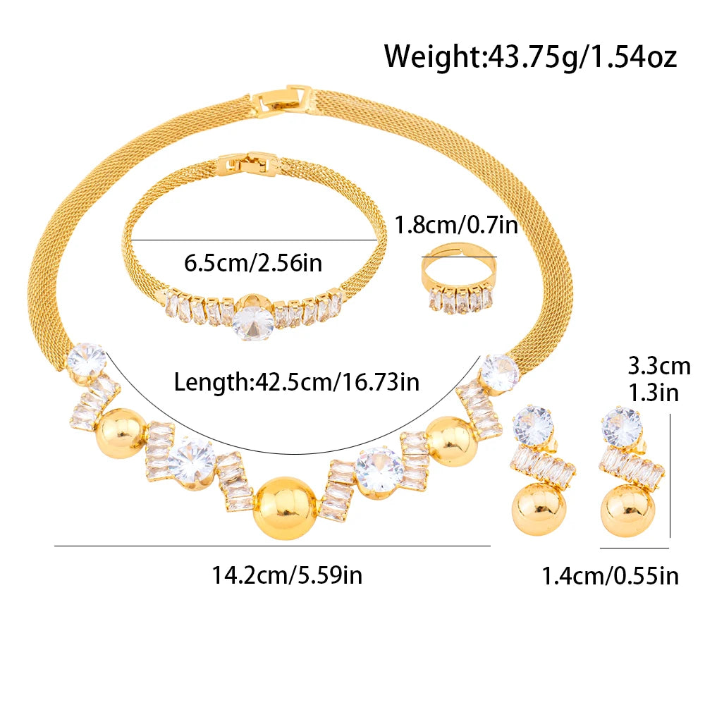 Jewelry For Women 2025 Brilliant Cubic Zircon Necklace Earrings Ring and Bracelet Wedding Bridal Jewelry Sets Dress Accessories