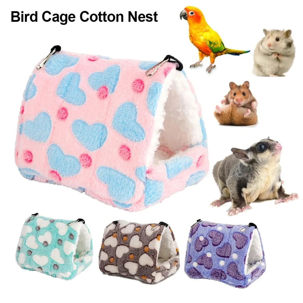 Hamster Warm Fleece Bed Thickened Coral Fleece Hanging Hammock Winter Sleeping Nest for Squirrel Parrot Sugar Glider
