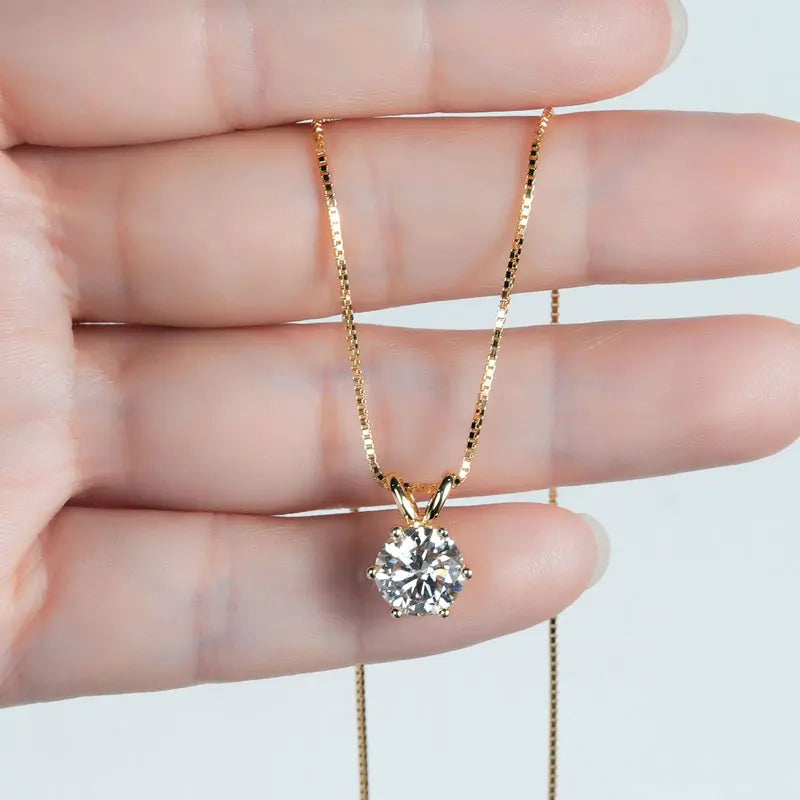 Classic 0.5CT-5CT D Moissanite Pendant Necklace Adjustable Chain 925 Silver for Women with Certificate 2CT 3CT 4CT Lab Diamond