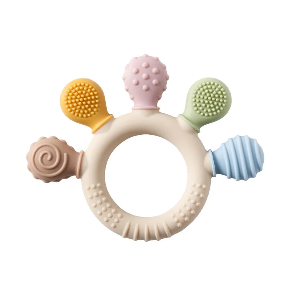 Baby Silicone Teether Anxiety Teething Toys 0 12 Months Toys Food Grade Silicone Ring Bracelet for Baby Soothing Tooth Chew Toys