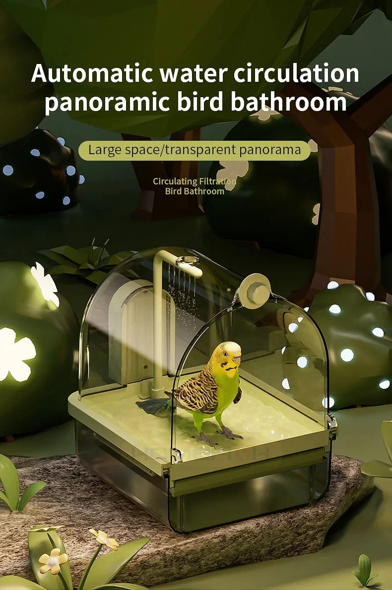 Clear Hanging Bird Bath Automatic Water Circulation Bath Shower For Bird Easy to clean Space Saving Design Bird Cage Accessory