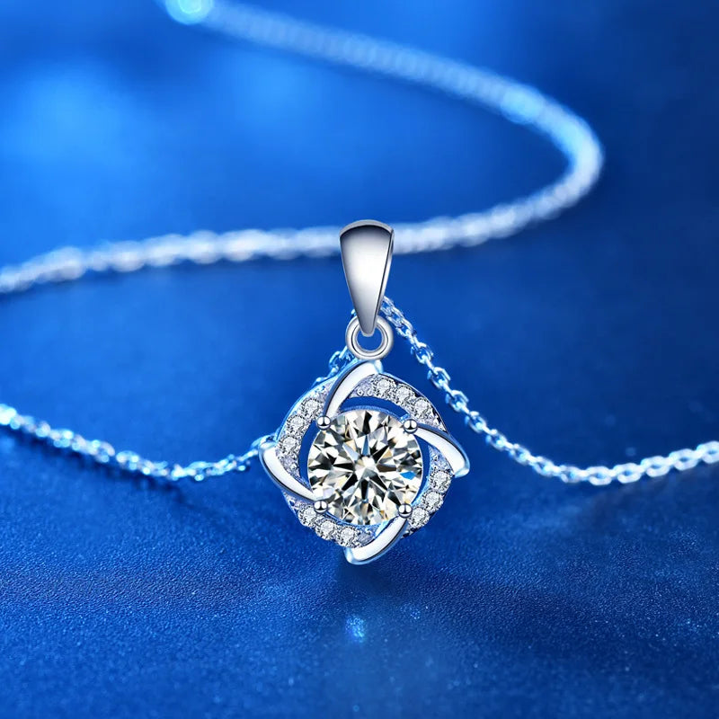 Fashion Luxury Trendy Classic 1ct GRA Moissanite Irregular Sqaure Necklace For Charm Women 925 Silver Party Jewelry Gift