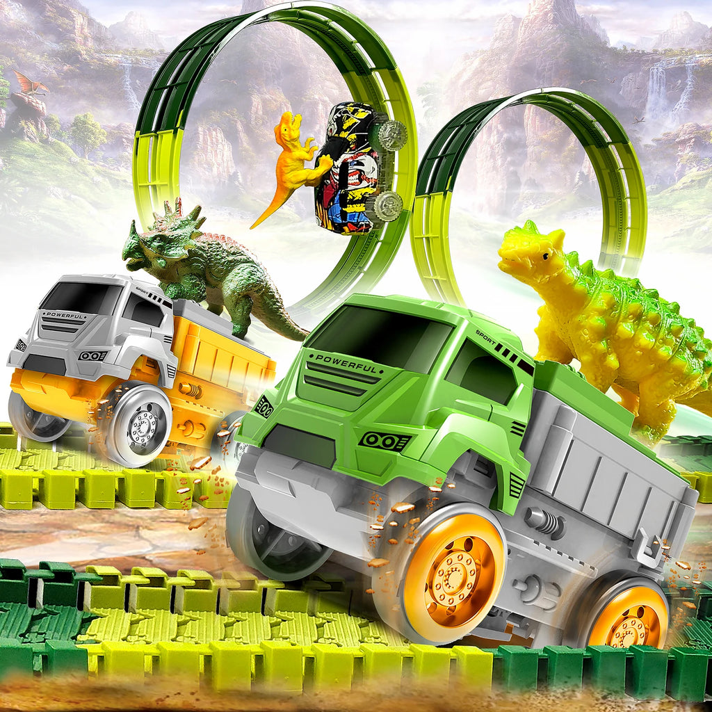 Magic Climbing Track Dinosaur Train Flexible Track Playset Create a Dinosaur World Road Race for Boys 3-9 Years Old Gift