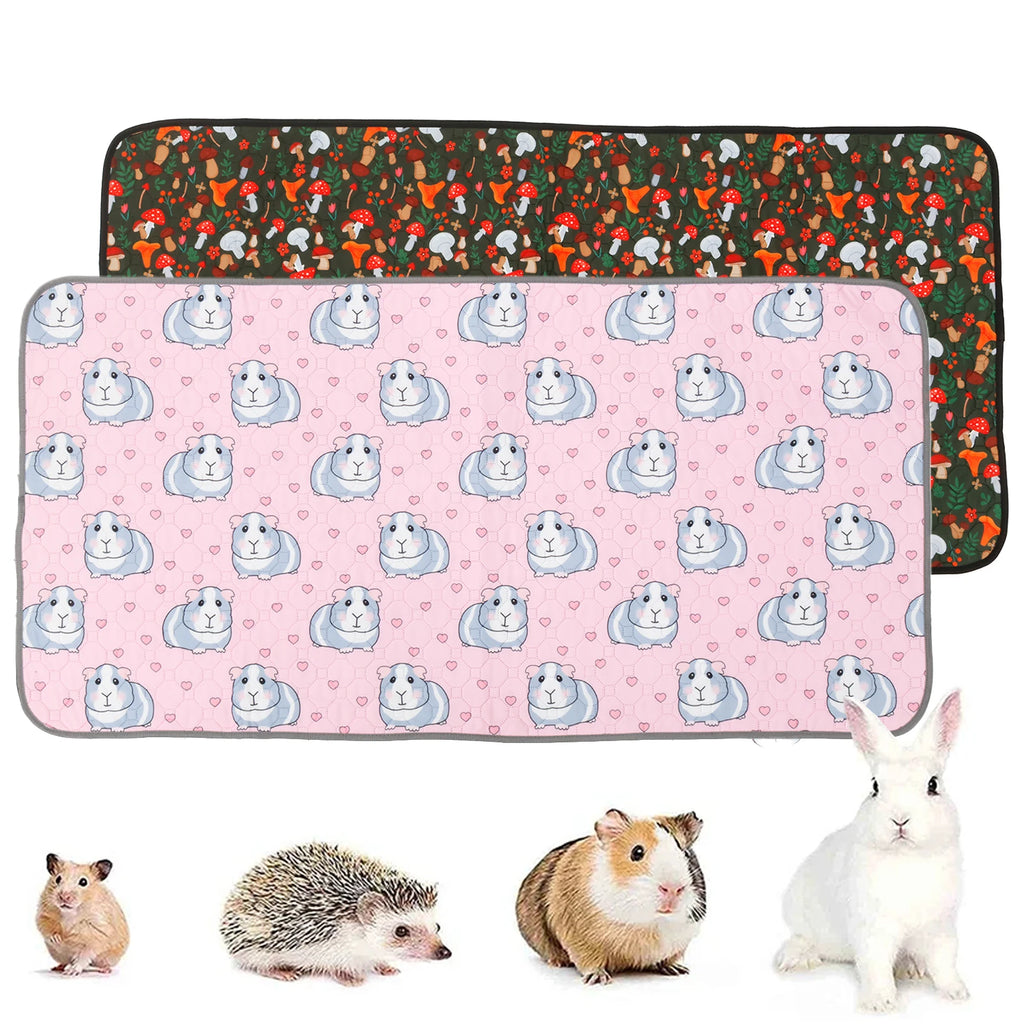 2Pcs Guinea Pig Cage Liner Reusable Washable Rabbit Absorbent Mat Waterproof Hamster Pee Pad for Guinea Pig Rabbit Hedgehog