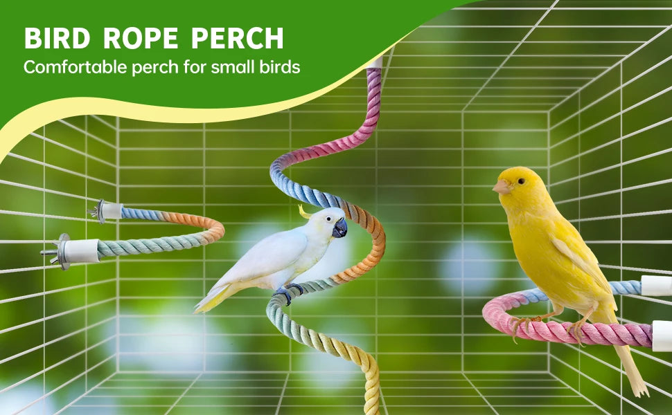 radient Colorful Bird Rope Perch Stand for Bird Cages Bendable Climbing Rope Cage Accessory Toy for Cockatiel Parakeet ﻿ ﻿