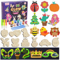 DIY Wooden Magnets Wood Crafts Kit for Kids Glow in The Dark, Arts Supplies Painting Kit, Fun Party Favors for Christmas Gifts