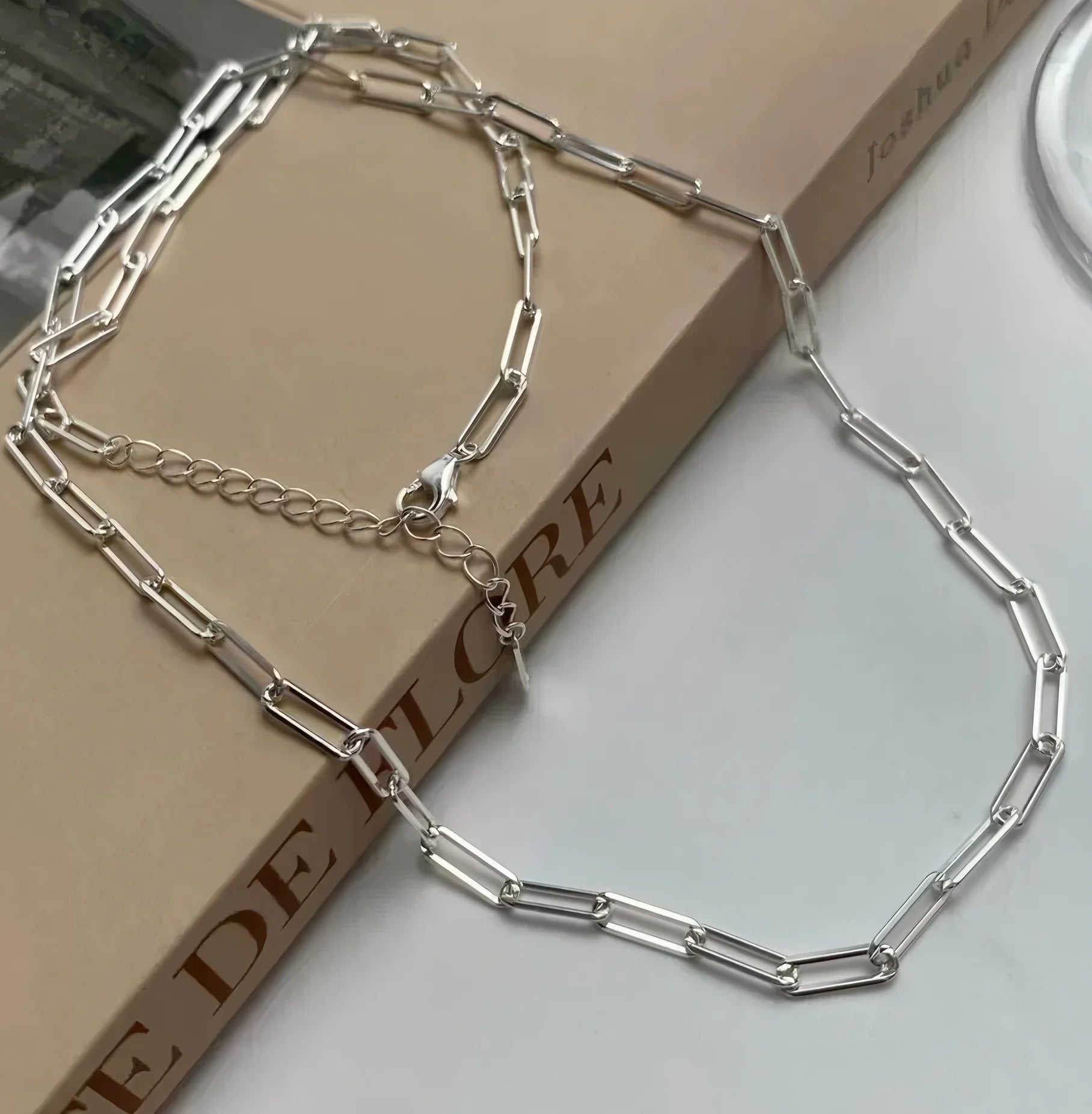 PANJBJ 925 Sterling Silver Onyx Necklace for Women Girl Concise Individuality Fashion Jewelry Birthday Gift Dropshipping