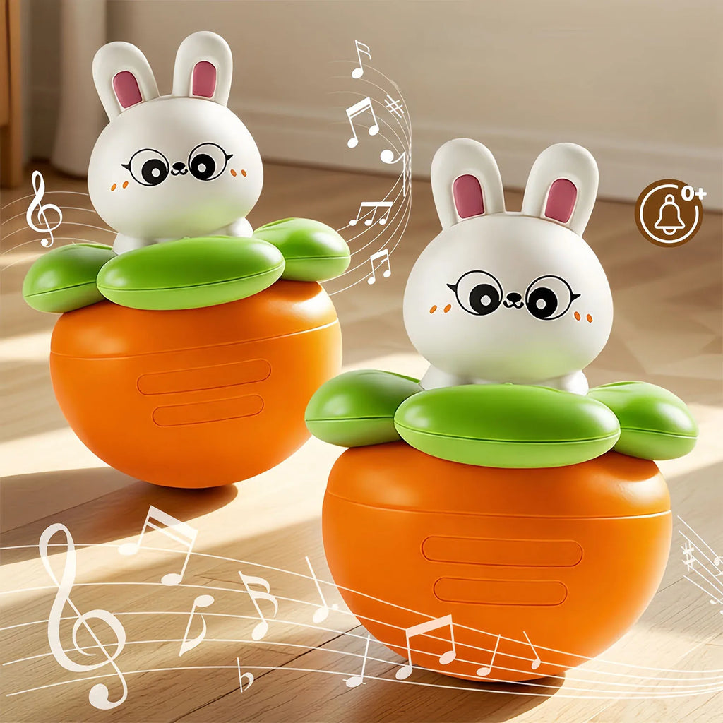 Baby Musical Tumbler Bunny Toy, Swing Rabbit Carrot Infant Toy 0-12M, Safe Soothing Tummy Time Early Education Baby Gifts
