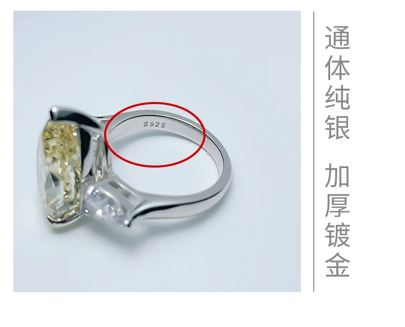 925 sterling silver European and American classic three stone water droplet ring inlaid with imported high carbon diamond