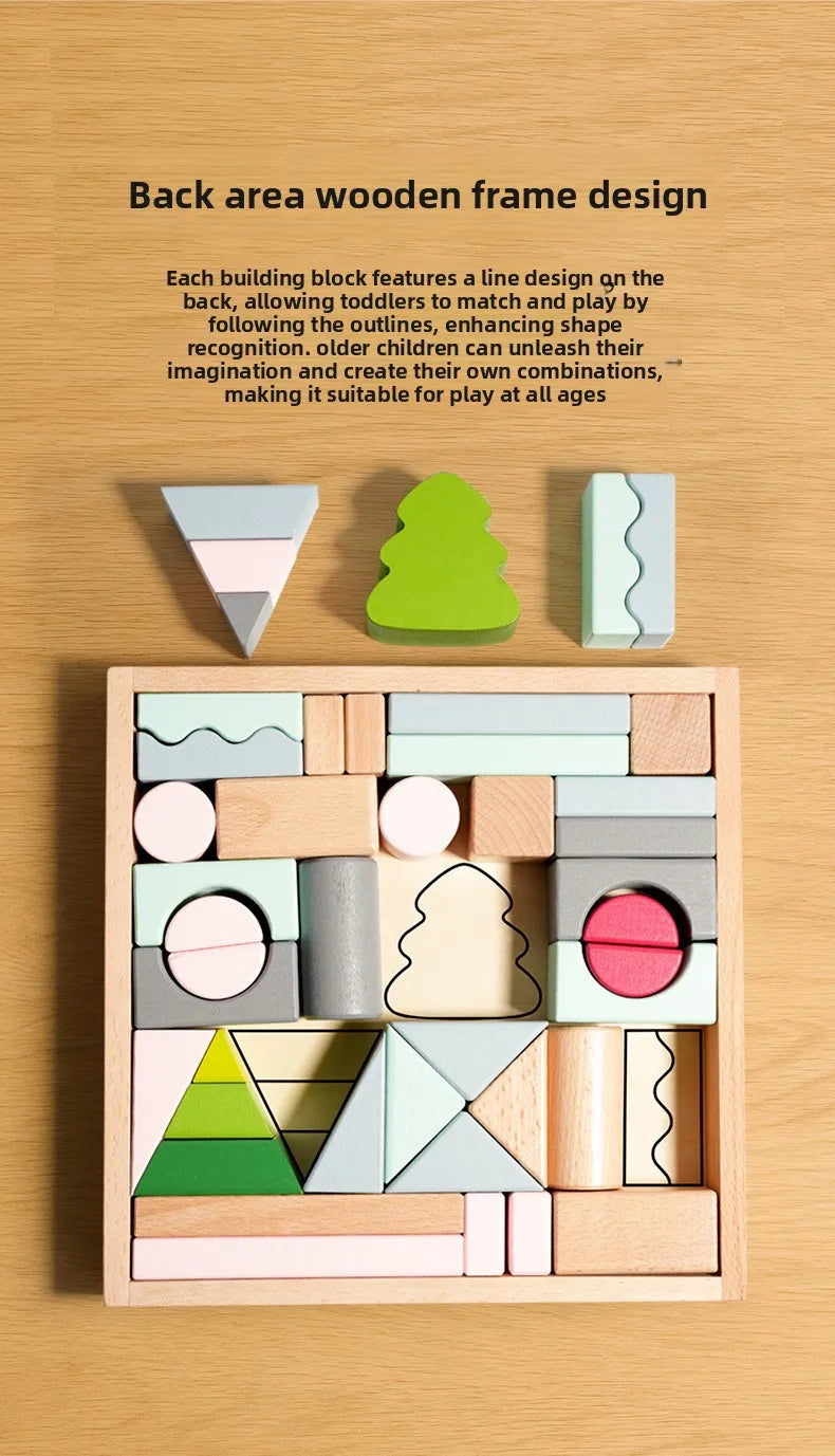 Kawaii 100Pcs Unpainted Beech Wooden Large Building Blocks Toddler Stacking Construction Preschool Educational Gift