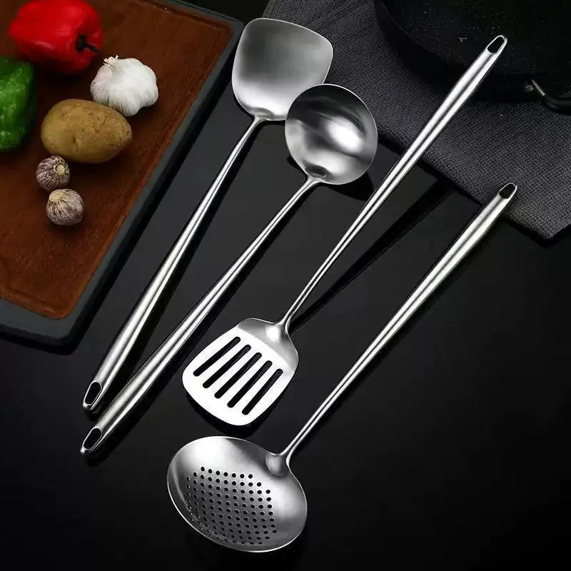Stainless Steel Wok Spatula Metal kitchen utensils Slotted Turner Spoon Ladle Cooking Tools Utensil Set Kitchen Accessories