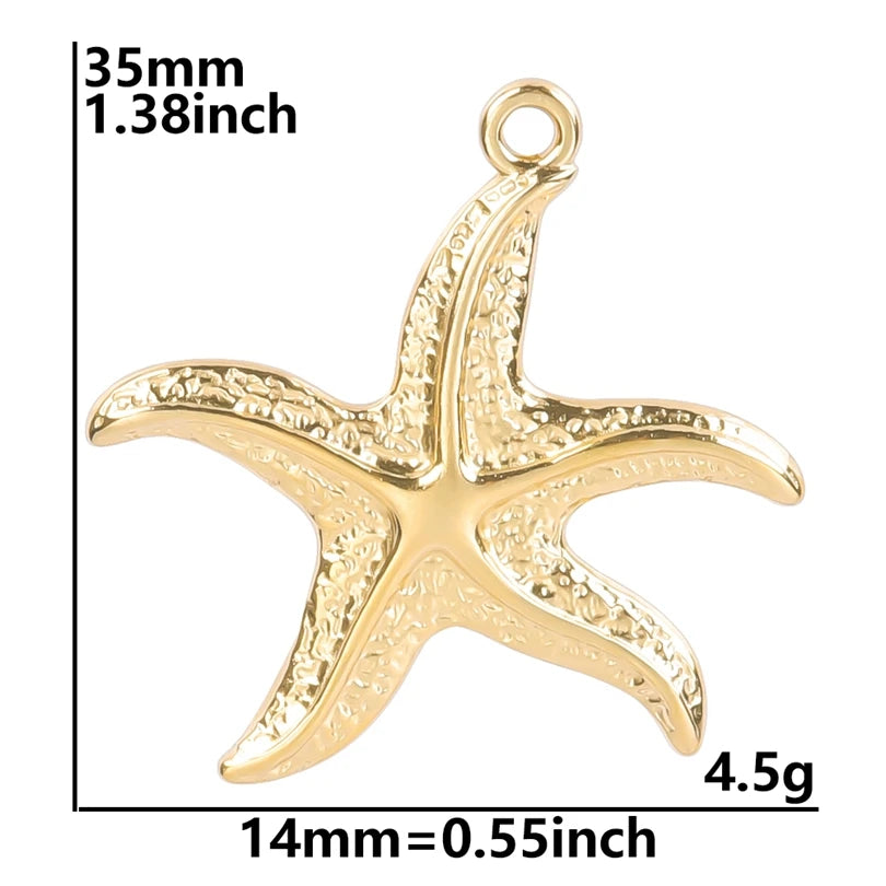 5Pcs/Lot Stainless Steel Sea Animal Starfish Cicada Shell Pendant Jewelry DIY Goth Sacred Heart Sunflower Heart подвеска Bulk