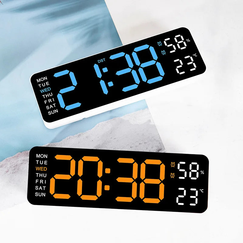 USB Smart Mute LED Electronic Wall Clock Modern Desk Clock Night Alarm Minimalist Thermometer Clock Home Decor For Room