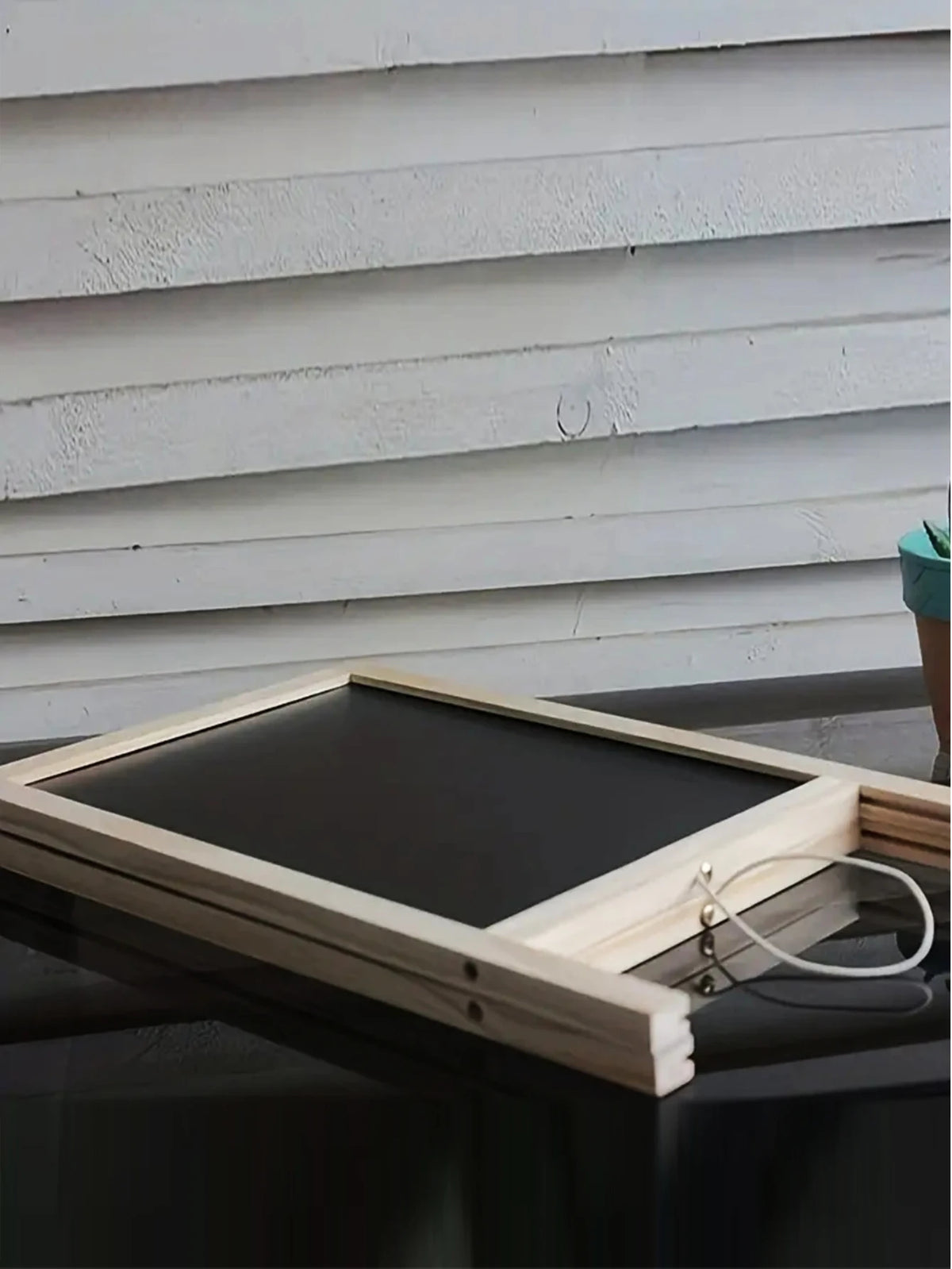1pc Double-sided Foldable Advertising Drawing Board, Erasable Teaching Chalkboard, Wood Frame Blackboard, Dry Erase Whiteboard