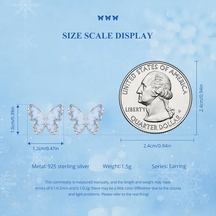 Bamoer 925 Sterling Silver Original Blue Butterfly Ring Lilac Flower Earrings for Women Jewelry Set Anniversary Engagement Gift