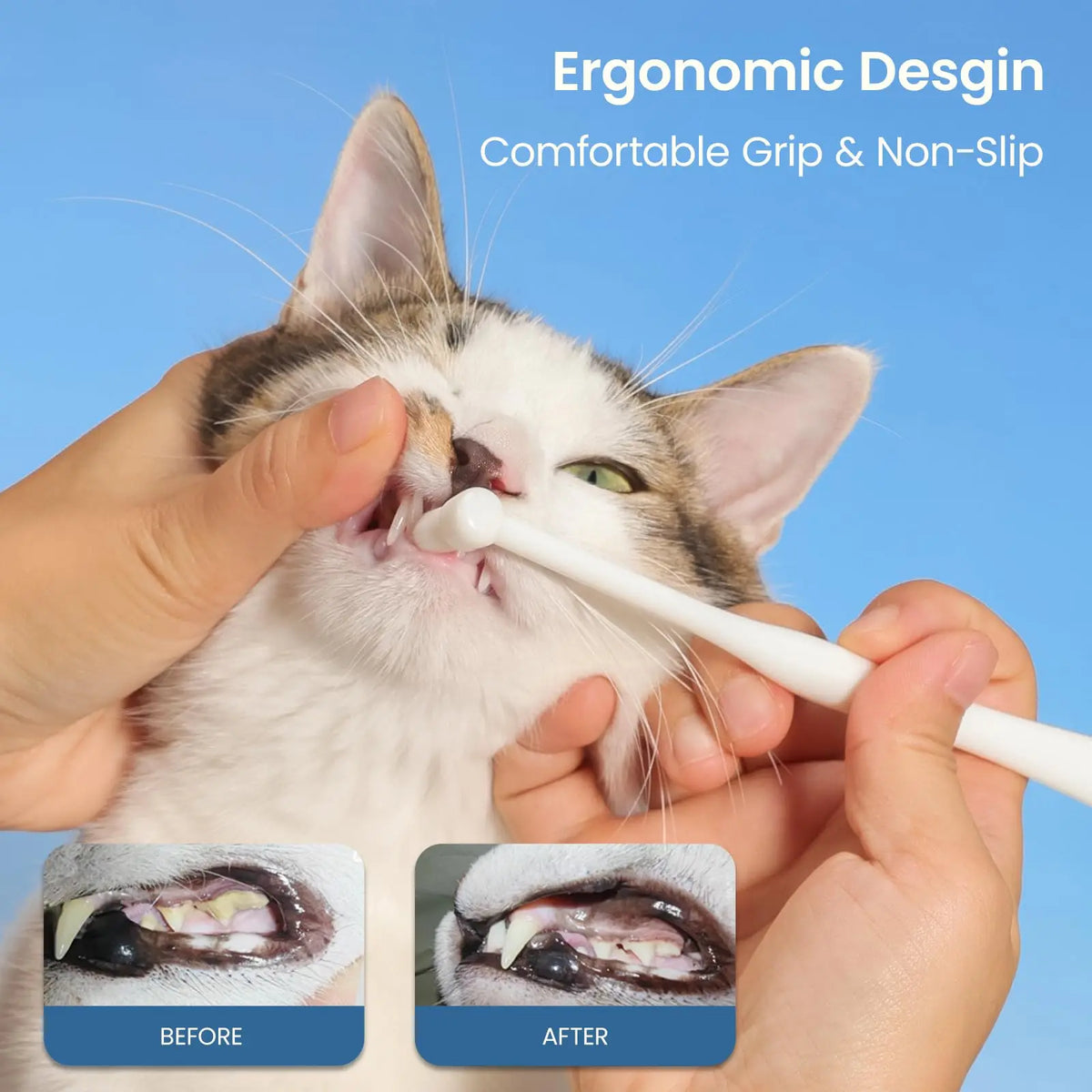 Ultra Soft Cat Toothbrushes, Toothbrushes for Small Dogs & Cats, 360° Silicone Kitten Tooth Brushes, Mini Head Pet Dental Care K