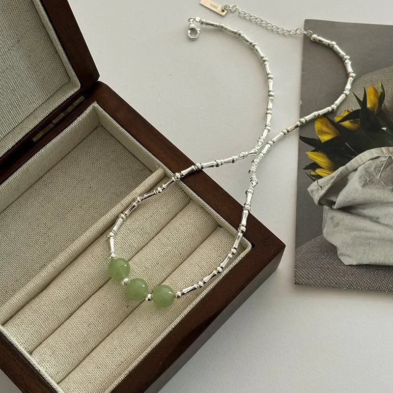 VENTFILLE 925 Sterling Silver Bead Geometry Necklace for Women Girl Korean Design Versatile Choker Jewelry Dropship Wholesale