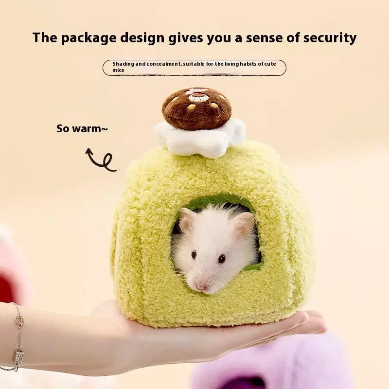 Cute Desserts Cake Plush Hamster House Small Animal Cage Landscaping Supplies Mouse House Small Pet Nest Pet Toy Hiding House
