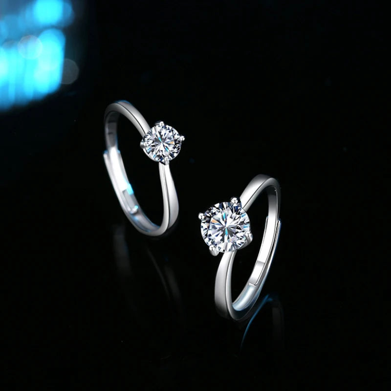 100% Real Moissanite Ring D VVS1 Pass Diamond Test Pen Adjustable Size S925 Sliver GRA Certificate Wedding Rings for Women 02