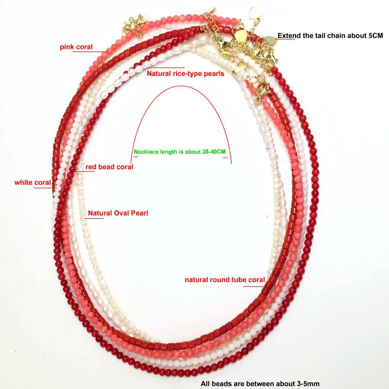Trendy Love Pearl Red coral Necklace Female Personality Travel Party Fashion Clavicle Necklace Accessories collar perlas collar