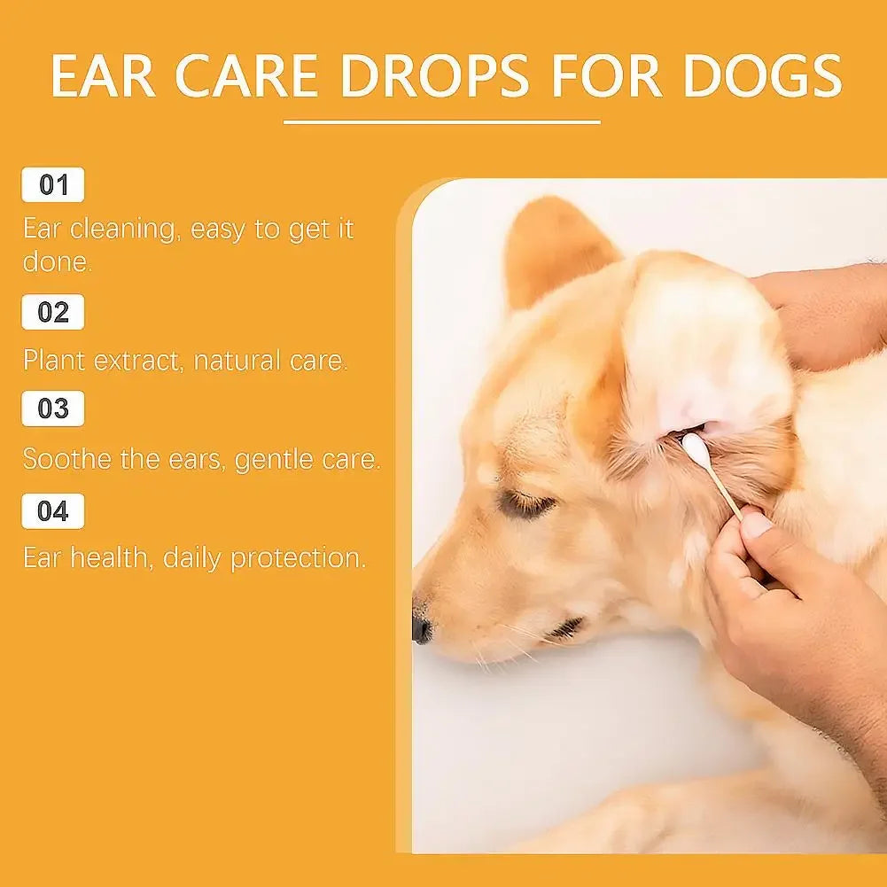 60ml Pet Ear Drops Dissolve Ear Wax Odor Remover Anti Itching Natural Non Irritating Hypoallergenic Ear Cleaner For Dogs