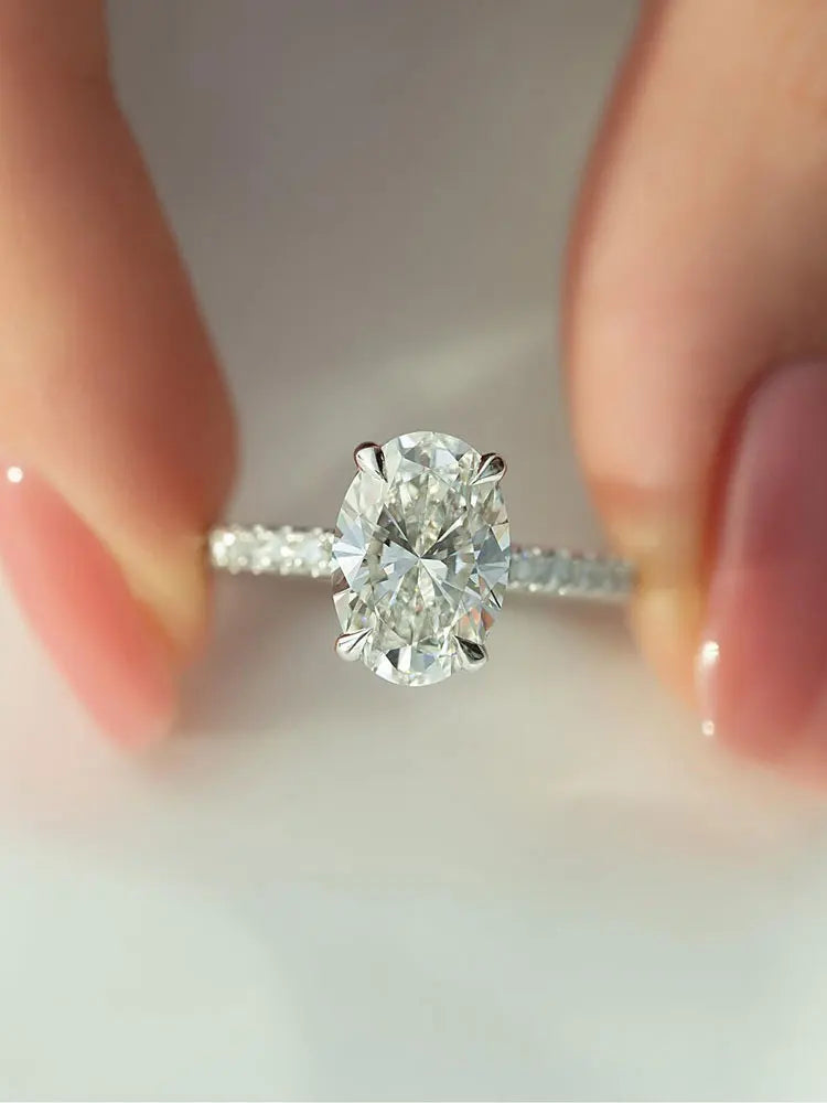 925 Sterling Silver Zirconia Gorgeous Shiny 1-5CT Oval Stone Ring For Women Engagement Wedding Luxury High Quality Fine Jewelry