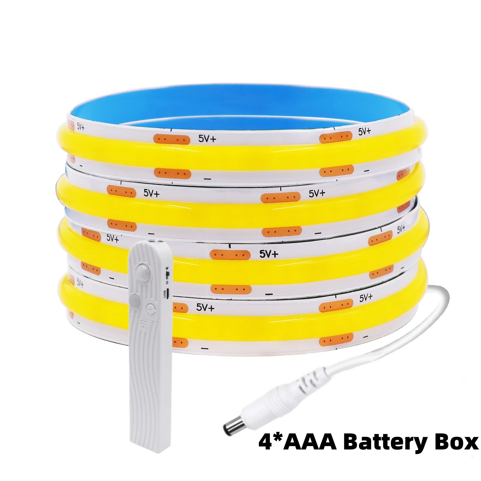 8MM COB LED Strip Light 5V 320LEDs/M Motion Sensor Dimmable Flexible LED Tape Ribbon USB/Battery Powered DIY Backlight for Room