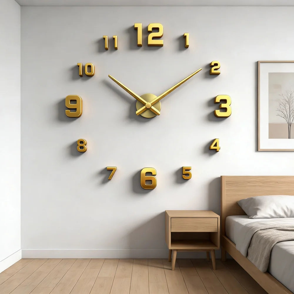 2026 Modern Design Large Wall Clock 3D DIY Quartz Clocks Fashion Watches Acrylic Mirror Stickers Living Room Home Decor Horloge