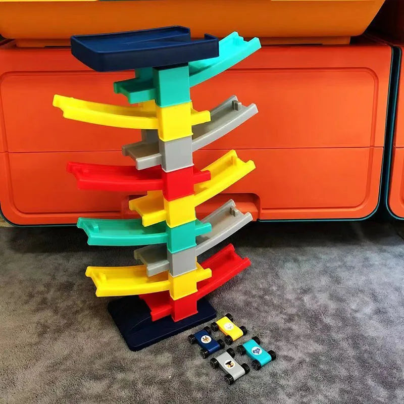 Baby Toys Children's Gliding Track Car Mini Car Inertia Girl Kids 3-Year-Old Boy Toy Multi Layer Cartoon Puzzle Slide Car Toys