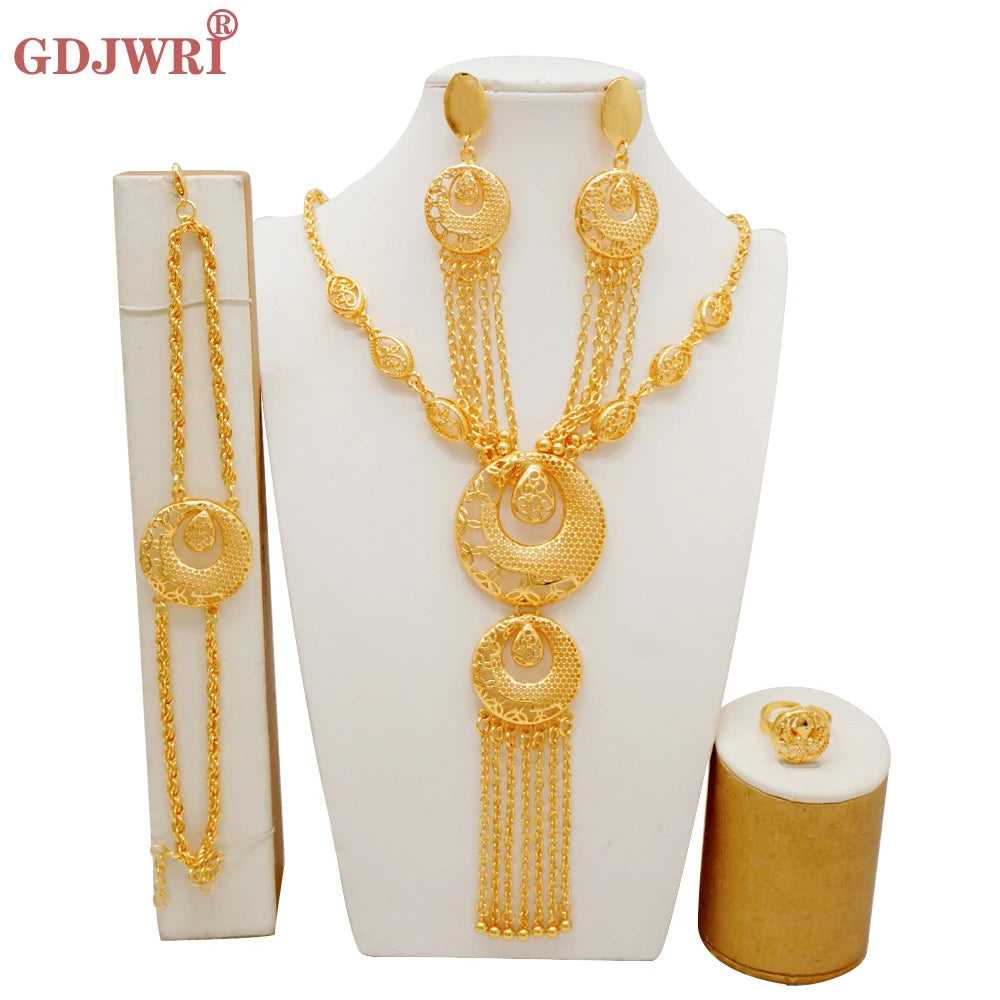 Ethiopian Fashion Women's Jewelry Set African Wedding Jewelry Set Necklace, Bracelet, Earrings, and Ring Set