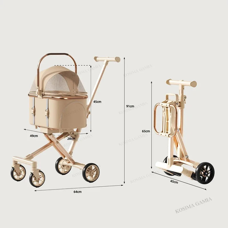 New Separable Pet Stroller, Portable One Click Recycling Cat Stroller, Universal Lightweight Baby Dog Stroller for Travel