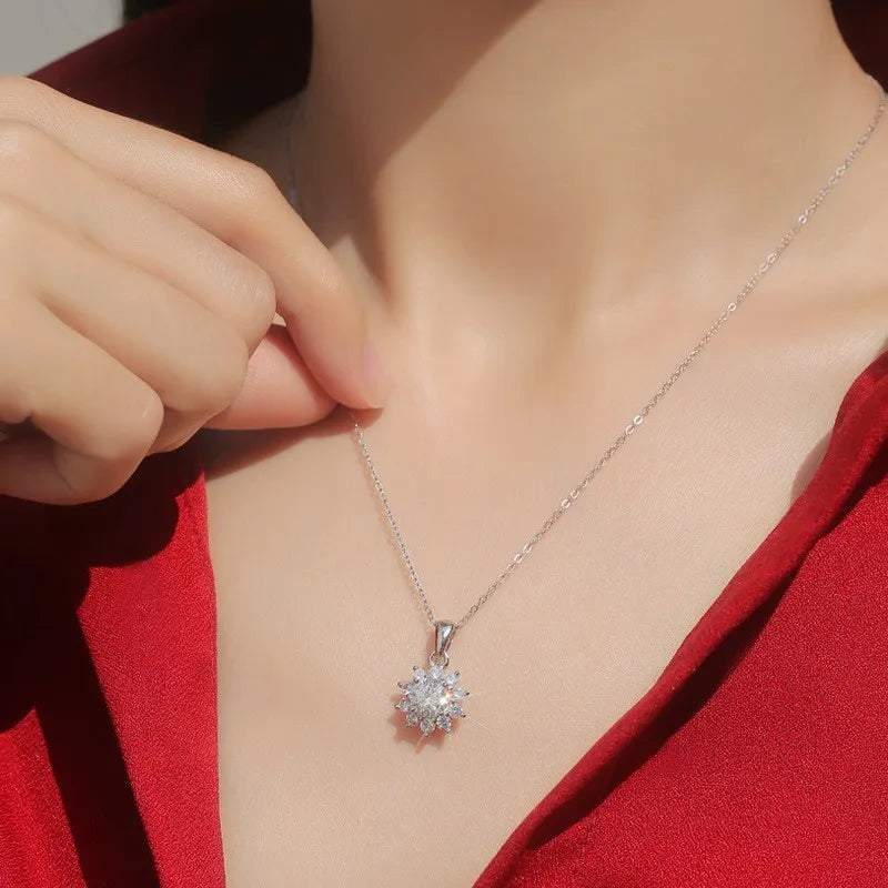 Fashion Luxury Trendy Classic 1ct GRA Moissanite Irregular Sqaure Necklace For Charm Women 925 Silver Party Jewelry Gift