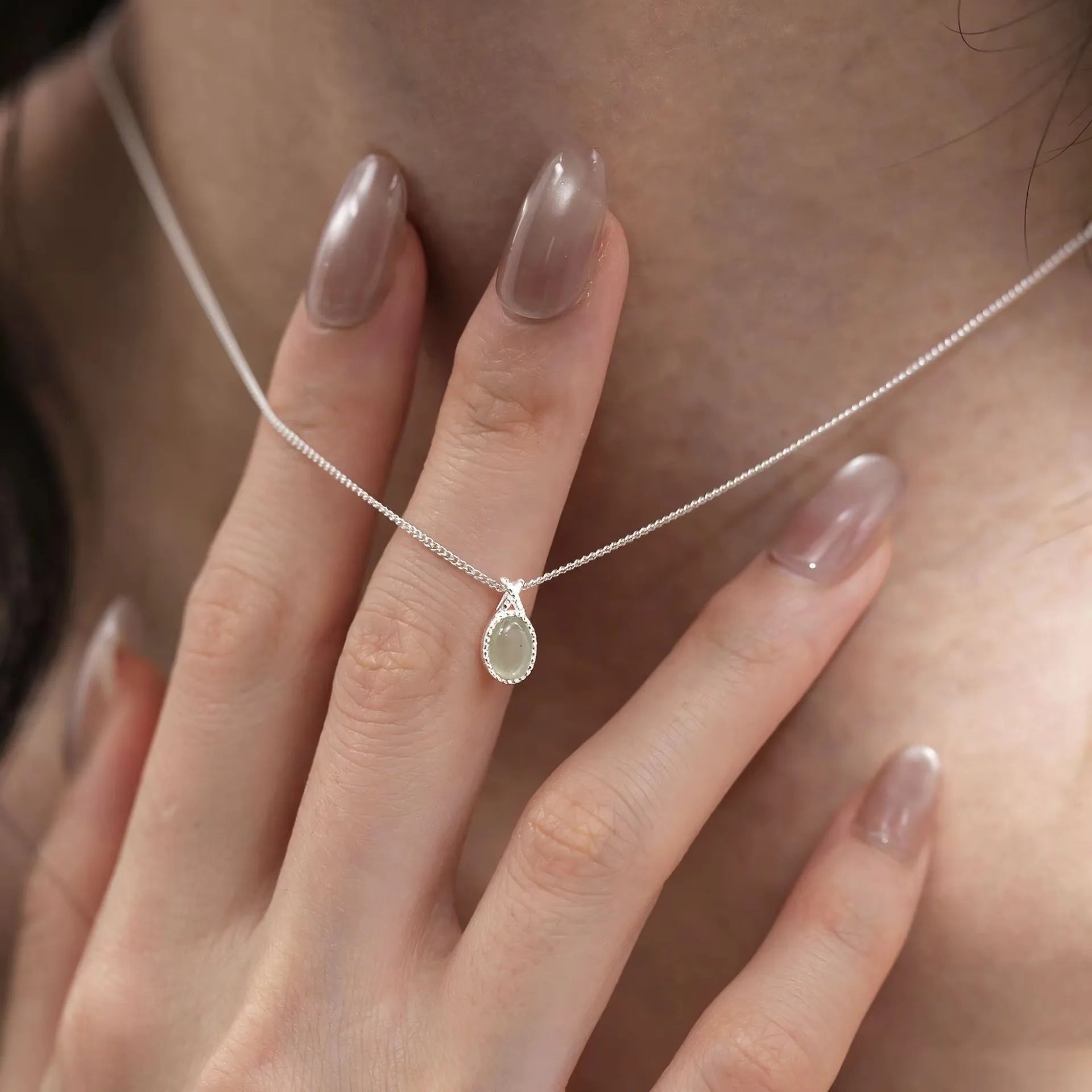 PANJBJ 925 Sterling Silver Onyx Necklace for Women Girl Concise Individuality Fashion Jewelry Birthday Gift Dropshipping