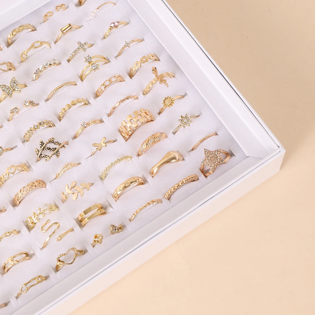 1/5/15/30/50/100 Piece Set Minimalist Hollow Out Design Geometric Ring Multi Piece Set Girl Daily Party Wearing Fashion Jewelry