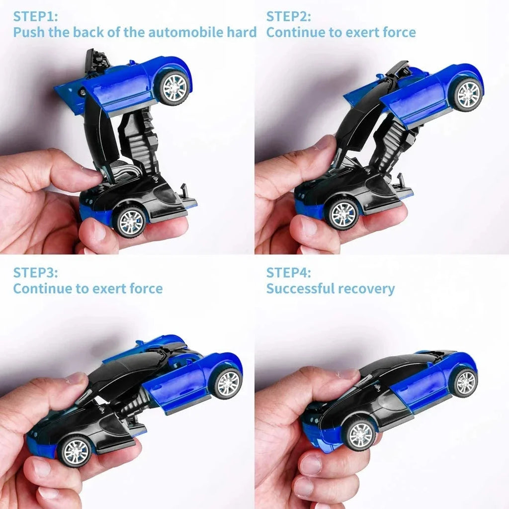Mini 2 In 1 Car Toys One-key Transformable Car Toys Automatic Transforming Robot Model Car Diecasts Toy Boys Gifts Children Toy